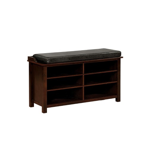 Mancuso Transitional Style Shoe Rack Storage Bench Brown Cherry Iohomes Target