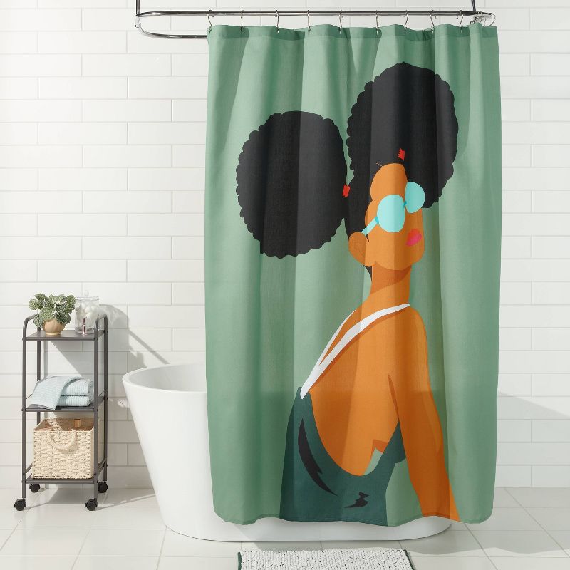 Puffs Shower Curtain Green - Room Essentials&#8482;, 3 of 9