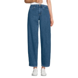Lands' End Women's Recover High Rise Barrel Leg Ankle Jeans - 1 of 4