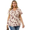Agnes Orinda Women's Plus Size Ruffle Neck Floral Wrap Tie Waist Blouse - 4 of 4