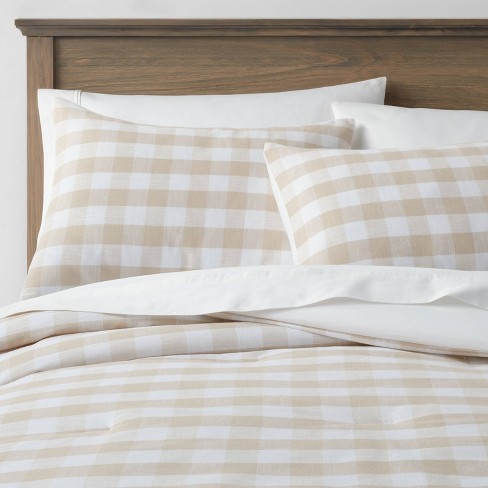 Shams & Toss Pillow White & Khaki Full Queen Comforter Blue 4 Piece Bedding 