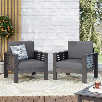 FATMOON Modern Outdoor Acacia Wood Club Chairs with Comfortable Foam Cushions, Perfect for Patio, Garden, or Balcony