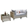 XIZZI Wicker Loveseat Small Couch, 2 Seater Sofa, All Weather Rattan Furniture with Solar Coffee Table for Balcony Yard Poolside Garden - 2 of 4