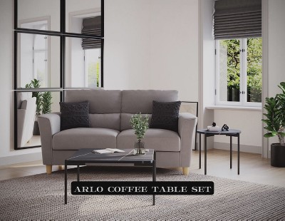 Arlo Black Marble and Wood Nesting Coffee Table Set