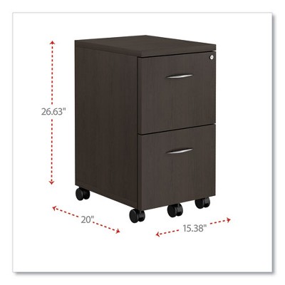 Espresso 2-Drawer Lockable Mobile Filing Cabinet