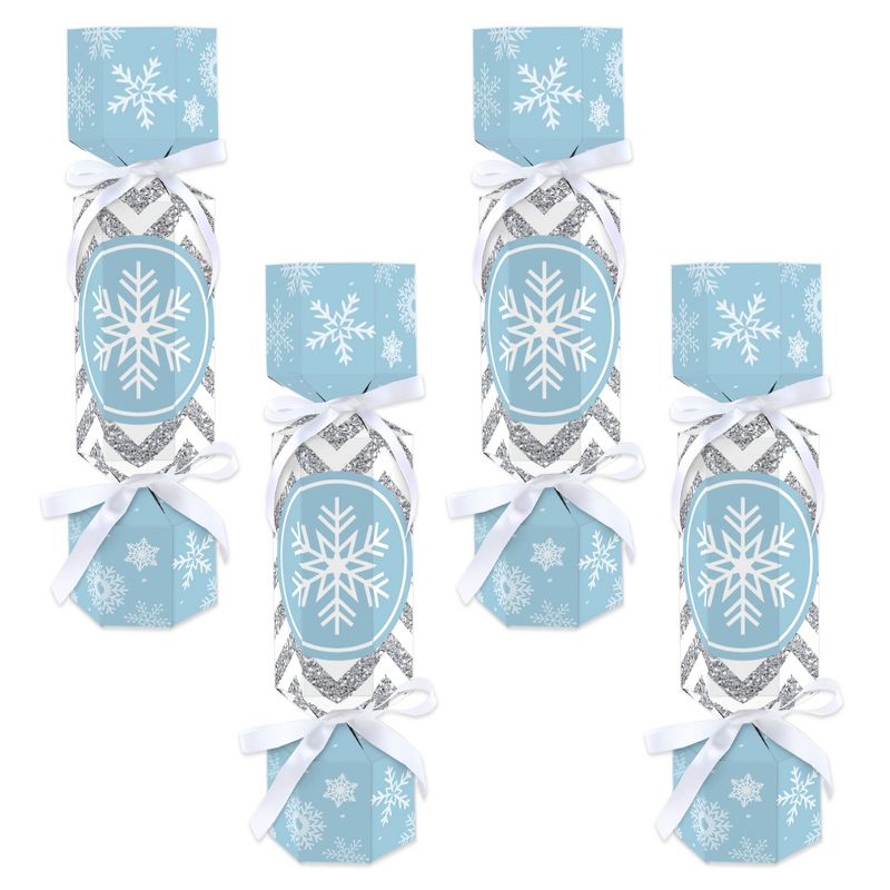 Big Dot of Happiness Winter Wonderland - No Snap Snowflake Holiday Party and Winter Wedding Party Table Favors - DIY Cracker Boxes - Set of 12, 1 of 9