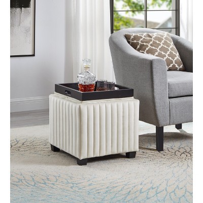 Living Room Footstool Storage Ottoman with Coffee Table Tray, Entryway Bench Stool for Hallway