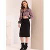 INSPIRE CHIC Women's Tweed Plaid Contrast Collar Double Breasted Vintage Cropped Jackets - 4 of 4