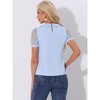 INSPIRE CHIC Women's Vintage Peter Pan Collar Puff Polka Dots Mesh Short Sleeve Blouse - 4 of 4