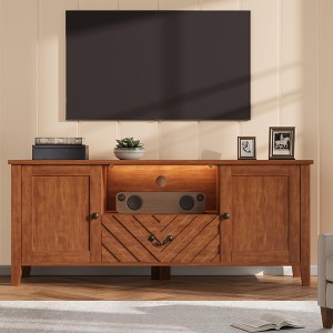 TV Stand for 65 Inch TV, Entertainment Center with 2 Storage Cabinets & Drawer, V-Shaped Media Console for Living Room Bedroom - 1 of 4