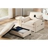 Single Chaise Lounge Sofa with Storage Ottoman, Sofa with Charging Port and Side Pockets, Chenille Fabric Sofa with Cushion-Coolbibila - 3 of 4