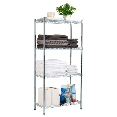 Industrial 4-Tier Chromed Steel Adjustable Shelving Unit, Silver