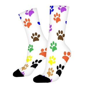 Colorful Dog Paw Women Printed Crew Socks Funny Funky Socks Soft Polyester Novelty Gifts for Artists Men - 1 of 1