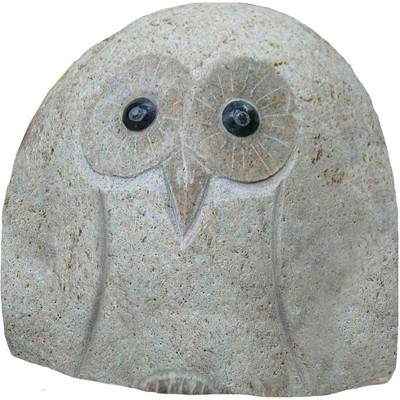 Hand-Carved Natural Stone Owl Garden Decor, 8-Inch