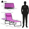 Folding Chaise Lounge Pool Chair with 4-Position Reclining Back, Pillow, Breathable Mesh & Bungee Seat - 3 of 4
