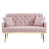 NicBex Modern Velvet Tufted Loveseat Sofa with 2 Throw Pillows & Nailhead Trim,2-Seater Couch for Living Room,Solid + Manufactured Wood Frame - 2 of 4