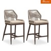 PURPLE LEAF Patio Sunbrella Bar Stools Set of 2 Handwoven Wicker Bar Height Stool Modern Aluminum Outdoor Wicker Barstools with Back and Cushion - 2 of 4