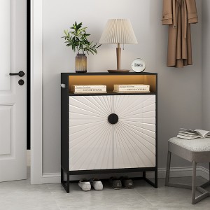 KTMBDW Shoe Cabinet with Doors, Modern 5-Tier Shoe Storage Cabinet for Entryway, Large Capacity Wooden Shoes Rack Organizer for Hallway, White - 1 of 4