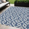 Navy Blue And Ivory Geometric Washable Indoor Outdoor Area Rug - 2 of 4