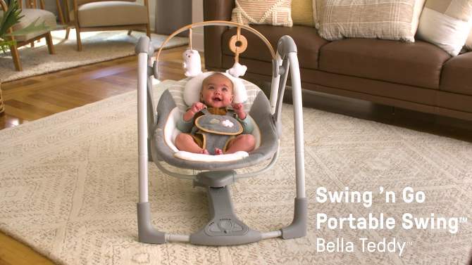Ingenuity Boutique Collection Deluxe Swing &#39;n Go Portable Baby Swing - Bella Teddy, 2 of 37, play video