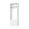 HOMLUX 2-Flat Drawer Custom Clothes Storage Tower w/Hang Rod & Compartment,White - 3 of 3
