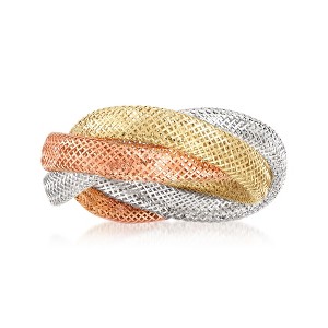 Ross-Simons Italian 14kt Tri-Colored Gold Mesh Ring - 1 of 4