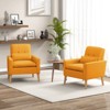 Tangkula Accent Chair Upholstered Tufted Armchair with Lumbar Pillow Natural Rubber Wood Legs 2pcs - 2 of 4