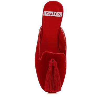 Женские сабо Rag & Co Cardinal Tassel Detail Velvet Mules — фото 5