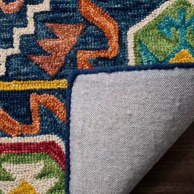 Handmade Geometric Blue Wool Area Rug 2' x 3'