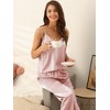 cheibear Women's Satin Cami Shorts and Long Pants Sleepwear with Sleep Mask and Storage Bag Pajamas Sets 5 Pcs - 2 of 4