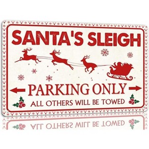 Lomsoe Santa's Sleigh Parking Only Tin Sign Funny Christmas Metal Signs Retro Santa Sign Christmas Wall Art Decor For Home Cafe Shop 8x12 Inch - 1 of 1