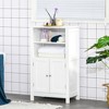 kleankin Bathroom Floor Storage Cabinet, Freestanding Linen Cabinet with Double Doors and 2 Adjustable Shelves, White - 3 of 4