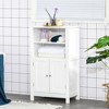 kleankin Bathroom Floor Storage Cabinet, Freestanding Linen Cabinet with Double Doors and 2 Adjustable Shelves, White - image 3 of 4