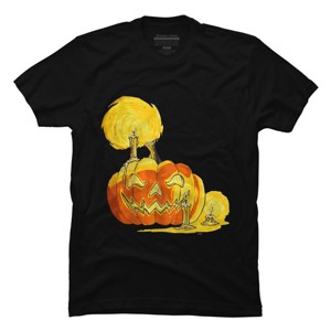 Men's Design By Humans Halloween Pumpkin with Candle and Evil Smile By wubbadub T-Shirt - 1 of 2