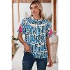 I AM A FASHION JUNKY Beige Abstract Floral Print Frilled Neck Puff Sleeve Blouse - 4 of 4