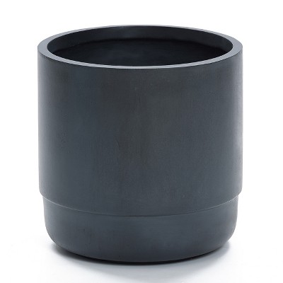 LuxenHome Modern Gray MgO 14.17" Round Planter