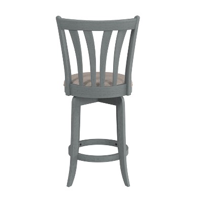 37" Blue Wire Brush Swivel Wood Counter Stool
