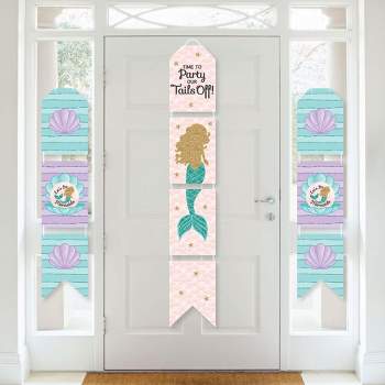 Big Dot of Happiness Let's Be Mermaids - Hanging Vertical Paper Door Banners - Baby Shower or Birthday Party Wall Decoration Kit - Indoor Door Decor
