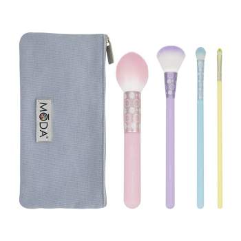 MODA Brush Posh Pastel Complete Face 5pc Makeup Brush Kit, Includes Pointed Blush, Highlighter, and Shader Makeup Brushes