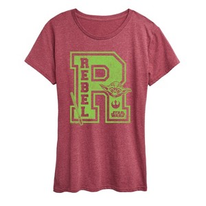 Women's - Star Wars - Yoda and friends Collegiate Rebel Short Sleeve Graphic T-Shirt - 1 of 4