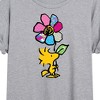 Women's - Peanuts - Woodstock With Flower And Pattern Oversized Graphic T-Shirt - 2 of 4