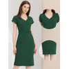 Allegra K Women's V Neck Cap Sleeve Work Business Pencil Dress - 2 of 4