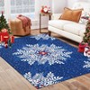 Coolmee Christmas Snowflakes Living Room Rug Non Slip Low Pile Washable Carpet for Bedroom Office Hallway Outdoor Rug Blue - 3 of 4
