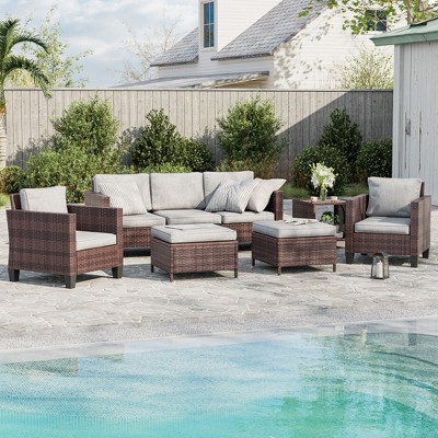 Sonkuki 6-Piece Patio Conversation Set with Side Table