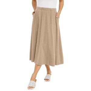 Jessica London Women's Plus Size Soft Ease Midi Skirt - 1 of 4