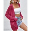 Coolmee Women's Crochet Lightweight Cardigan Cover Up Open Front Long Sleeve Summer Cardigans - 2 of 4