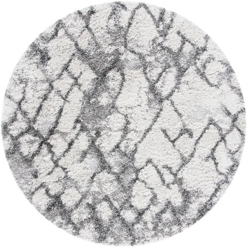 Horizon Shag Hzn894 Power Loomed Area Rug - Grey/ivory - 3' Round ...