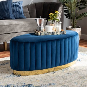 Kirana Velvet Fabric Upholstered and PU Ottoman Gold - Baxton Studio - 1 of 4