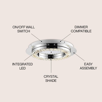 Cristal 18" Chrome and Crystal LED Flush Mount Light