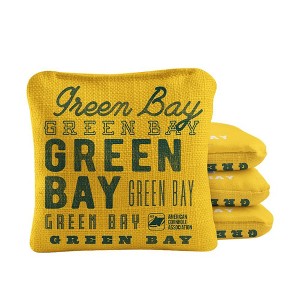 Skip's Garage | Gameday Green Bay Football Synergy Pro Yellow Cornhole Bags (Set of 4) - 1 of 4